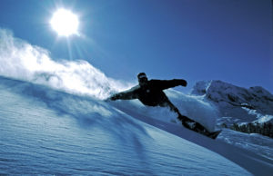 Mark Hayman riding the fresh powder.